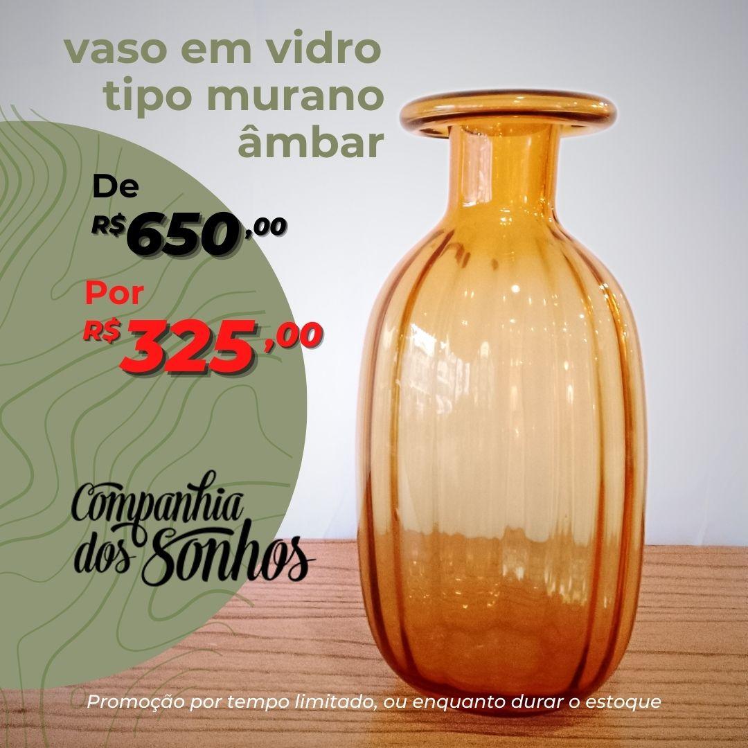 Vaso em Vidro tipo Murando Âmbar